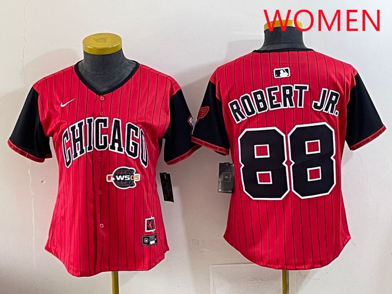 Women 2025 Chicago White Sox #88 Robert jr Red Joint Name Nike MLB Jersey style 27